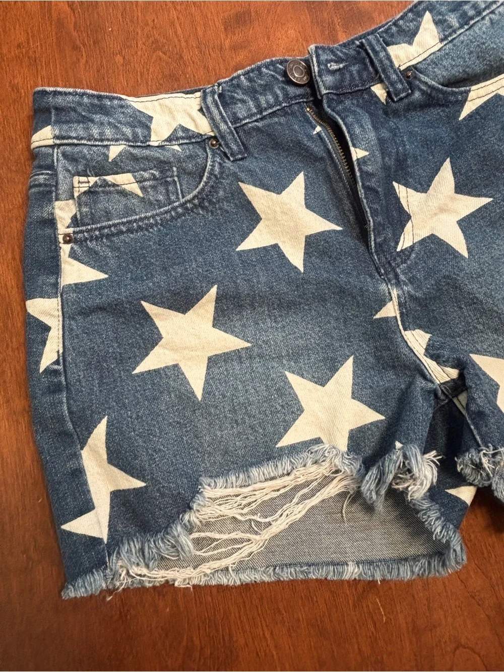 YMI Dark Blue Denim Shorts with White Star Print - Picture 6 of 6